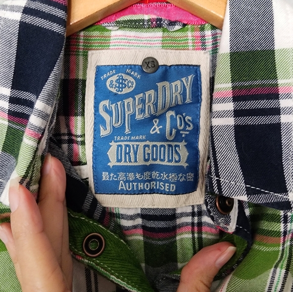 Superdry & Co Tie Front Button Up Flannel Top - Picture 3 of 5